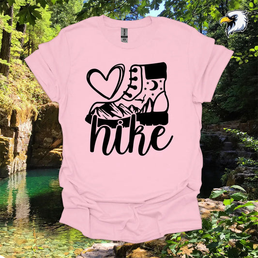 “Love Hike” hiking t-shirt – Boot and Mountain Graphic