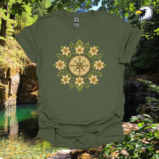 “Compass Rose” hiking t-shirt – Floral Mandala Design