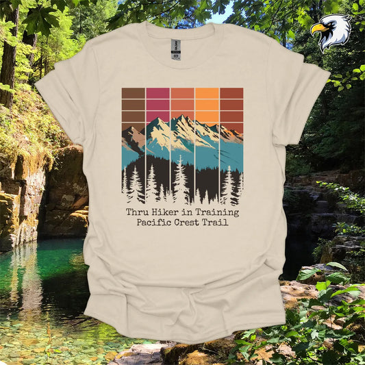 “Thru Hiker in Training Pacific Crest Trail” hiking t-shirt – Mountain Graphic