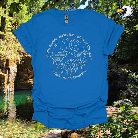 “Nature always wears the colors of the spirit” hiking t-shirt – Mountain & Moon Graphic