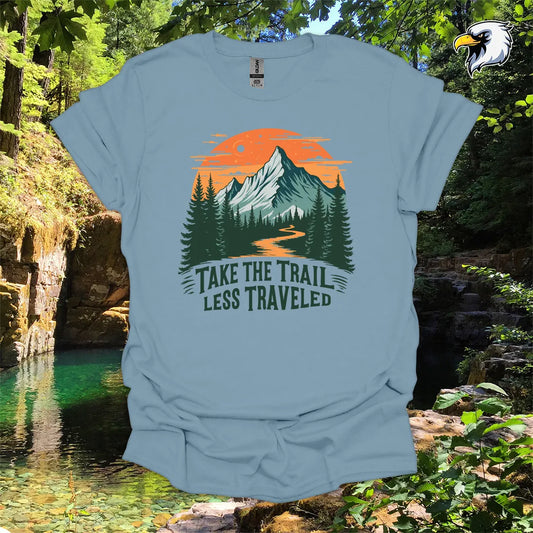 “Take the Trail Less Traveled” hiking t-shirt – Mountain Graphic