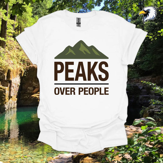 “Peaks Over People” Hiking T-Shirt – Mountain Graphic