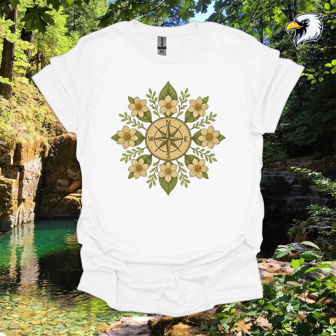 “Compass Rose” hiking t-shirt – Floral Mandala Design